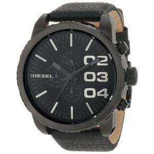 Diesel Men's Chronograph Black Dial Black Leather Watch
